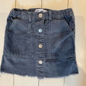 Zara Gray Corduroy Skirt with Button Detail